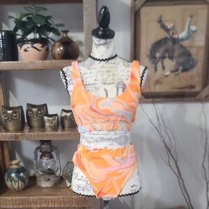 Beach Joy Orange Swirl Two-Piece Bikini Set